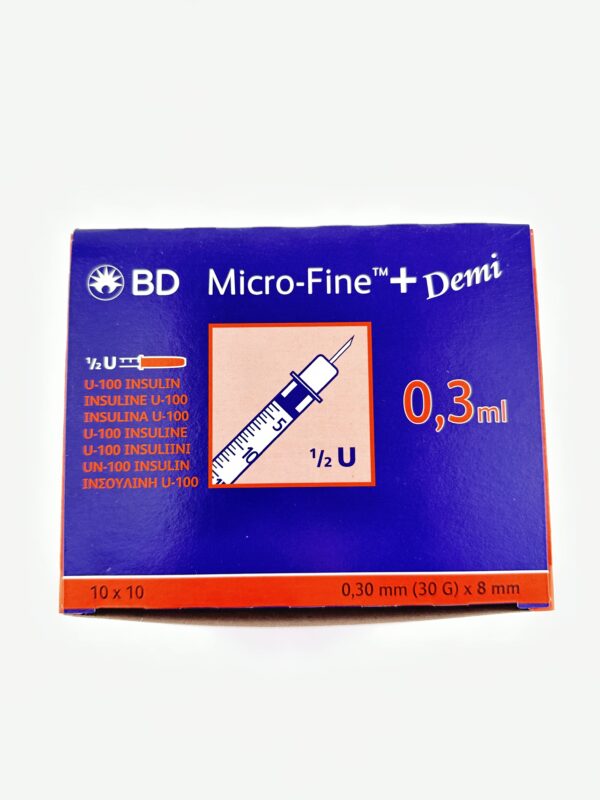 BD Micro Fine + 0.3ml Insulin Syringe & Needle 30g x 8mm (100pcs)