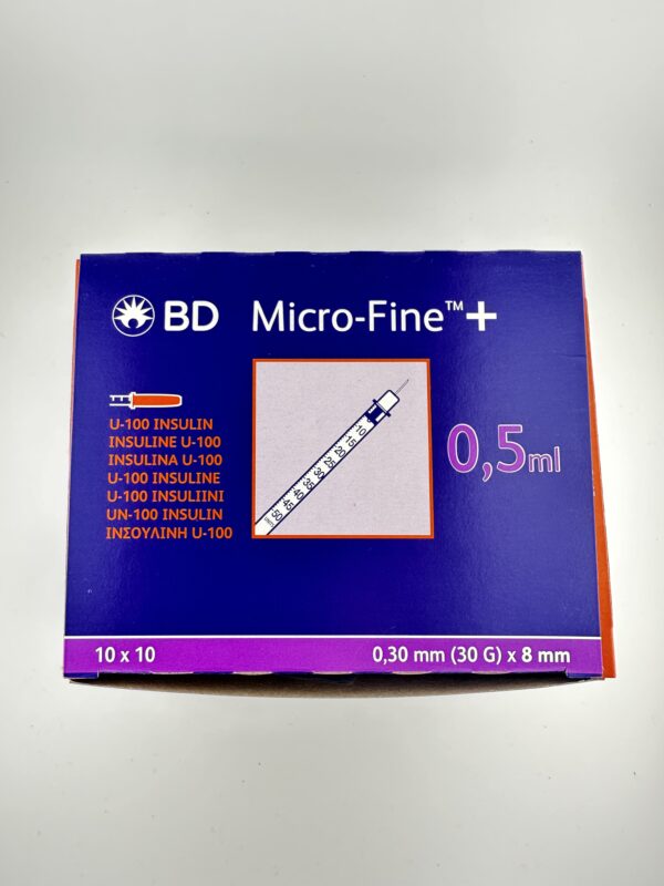 BD Micro Fine + 0.5ml Insulin Syringe & Needle 30g x 8mm (100pcs)