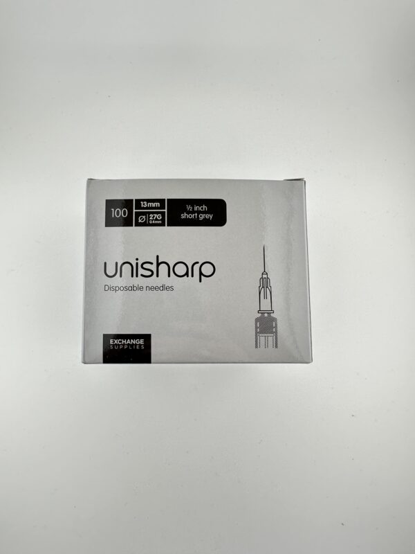 Unisharp Needle 27g 1/2” (13mm) (Grey) – x 100