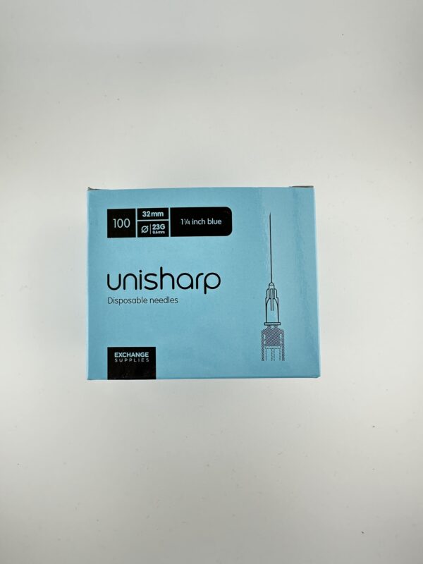 Unisharp Needle 23g 1 1/4” (30mm) (long blue) – x 100