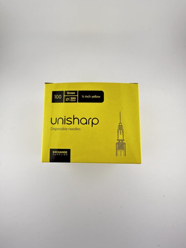 Unisharp Needle 30g 1/2” (13mm) (Yellow) – x 100